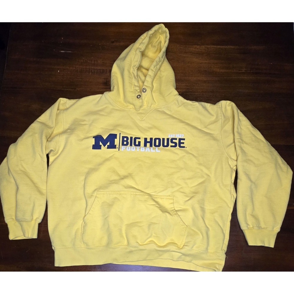 Rare J2 Sport The Big House Michigan Football Yellow‎ Unisex XL Hoodie